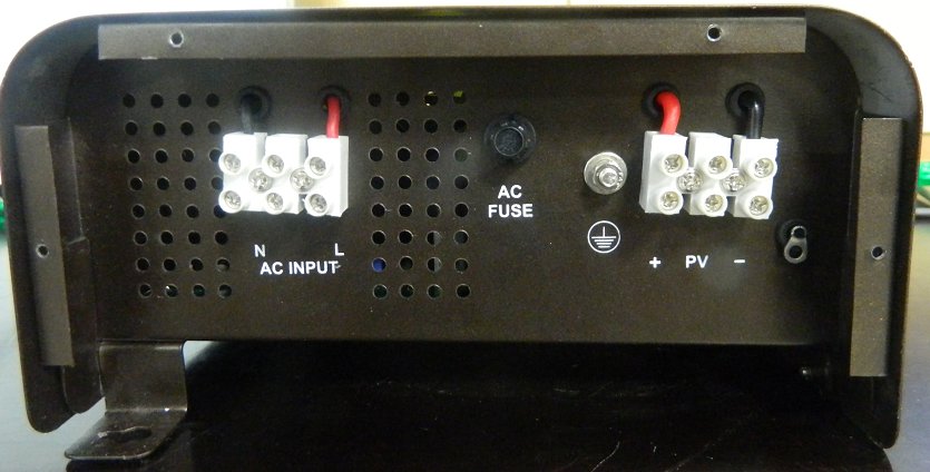 Solar DC retrofit panel showing AC and PV input terminals