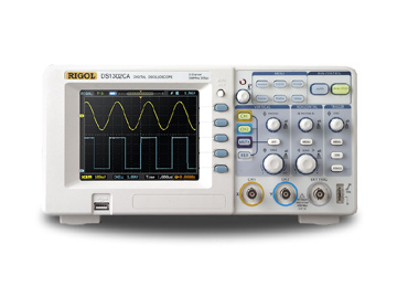 Digital oscilloscope showing sine wave versus square wave comparison