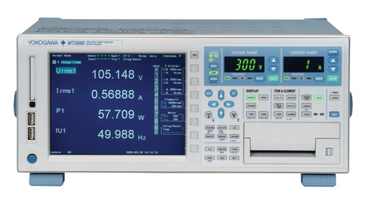 Yokogawa WT3000 precision power analyzer used in laboratory efficiency testing