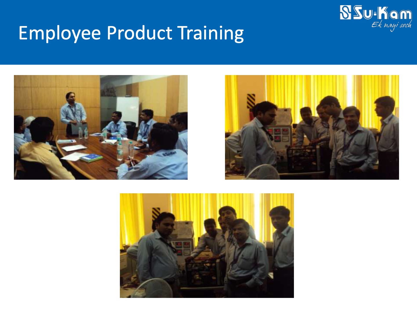 Employee Product Training — Su-Kam culture deck slide